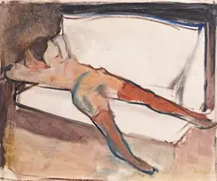 Nud by Corneliu Baba, 1956, guașă și cărbune pe hârtie, offered Feb 2023