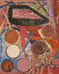 Paul Neagu, Hyphen-energy, 1990, ulei pe placaj
