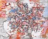 Fleurs de bonheur by Alexandru Istrati, acuarelă și guașă pe hârtie, sold Feb 2023