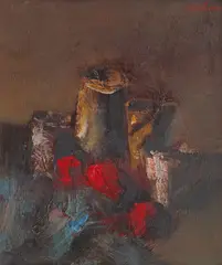 Natură statică cu fructe by Mircea Ciobanu, ulei pe pânză, sold Feb 2023