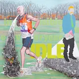 George Anghelescu, Invisible, 2009, colaj, acrilic, plastic, păr de artist pe pânză