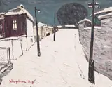 Spiru Vergulescu, Iarna pe Strada Scăricica din Iași, 1992, ulei pe pfl