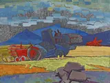 Carol Hübner, Combine, 1963, ulei pe tablă zincată