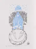 Ștefan Câlția, Casă albastră (IV), 2021, serigrafie