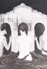 Amalia Dulhan, Trapped Within, 2021, acrilic și grafit pe hârtie
