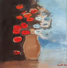 Francisc Bartok, Maci și anemone, 1974, ulei pe carton