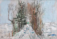 Eugen Popa, Peisaj de iarnă, 1980, ulei pe pânză