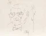 Arghezi by Constantin Piliuță, tuș pe hârtie, sold Feb 2023