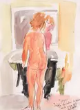 Vasile Grigore, Nud cu spatele, acuarelă și creion pe hârtie