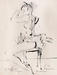 Augustin Costinescu, Balerină, 1991, tuș și cărbune pe hârtie