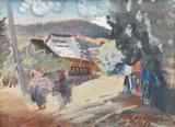 Alexandru Phoebus, Margine de sat, 1951, guașă pe hârtie