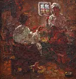 De povești by Octav Băncilă, ulei pe pânză, sold Feb 2023