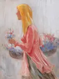 Ghelman Lazăr, Florăreasă, pastel pe hârtie