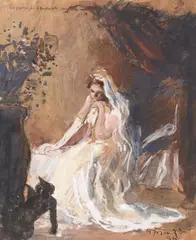 Aurel Jiquidi, Noaptea miresei, 1919, acuarelă, creion şi accente de guaşă pe hârtie