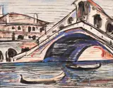 Ponte Rialto by Gheorghe Petrașcu, guașă, acuarelă și tuș pe hârtie, sold Feb 2023