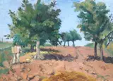Artist la șevalet by Ana Asvadurova Ciucurencu, ulei pe carton, offered Feb 2023
