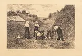 Theodor Aman, Popas la munca câmpului, 1875, acvaforte și gravură cu acul