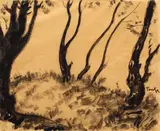 Nicolae Tonitza, Margine de pădure, tuș pe hârtie