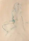 Tache (Cristian) Soroceanu, Nud Art Deco, acuarelă și creioane colorate pe hârtie