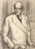 Ion Mândru, Portretul doctorului Gheorghe Marinescu, 1954, cărbune pe carton subţire