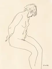 Ștefan Constantinescu, Nud (Clody Bertola pozând), tuș pe hârtie