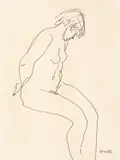 Ștefan Constantinescu, Nud (Clody Bertola pozând), tuș pe hârtie