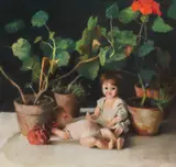 Gyula Bálint, Mușcate și păpuși, pastel pe carton