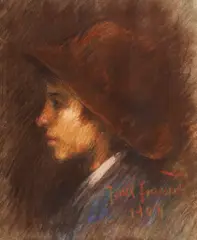 Ionel Ioanid, Băiețel cu pălărie, 1908, pastel pe hârtie