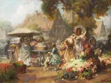 Imre Gergely, Piața de flori, ulei pe pânză