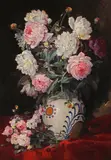 Elena Müller-Stăncescu, Vas cu bujori, ulei pe carton