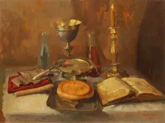 Constantin Bârneanu, Masa de împărtășanie, 1940, ulei pe carton