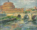 Dan Bajenaru, Vedere de la castelul Sant'Angelo, ulei pe pânză