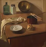 Anca Pedvisocar, Pregătiri de masă, 1981, ulei pe pânză