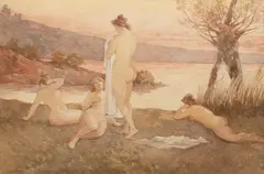 Baigneuse by Eugen Ghika Budești, acuarelă și creion pe hârtie, sold Jan 2023