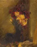 Canceu cu tufănele by Leon Biju, ulei pe carton, sold Jan 2023
