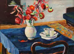 Nicolae Gârbaciu, Natură statică cu anemone, 1957, ulei pe carton