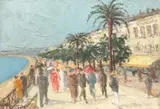 Henri Visconte, Promenadă, ulei pe carton