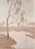 Un alt tărâm by Eugen Urbanski de Neczuja, ulei pe placaj, offered Jan 2023