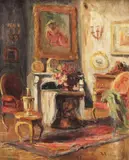 Dimitrie Szilaghi, Interior de salon, ulei pe carton