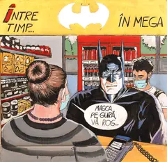 Benny Jackson, Batman demascat, 2021, guașă pe carton reciclat