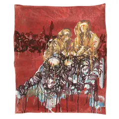 Untitled (seria "I Can See No Revolution) by Nicolae Comănescu, acrilic pe față de masă, sold Jan 2023