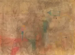 Octav Grigorescu, Peisaj nocturn, 1962, tempera, tuș și creioane colorate pe carton