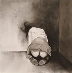 Corina Păcurar, Obrăznicătură, 2015, cărbune pe pânză