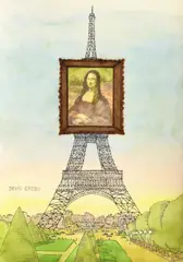 Paris by Devis Grebu, acuarelă, creion și tuș pe hârtie, offered Jan 2023