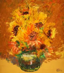 Floarea-soarelui by Nicolae Blei, ulei pe pânză, sold Jan 2023