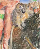 Flavia Lugigan, Three Devils Riding a Donkey (seria Eforie Nord), 2022, ulei pe pânză