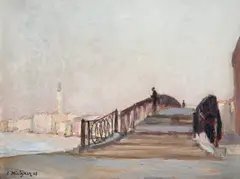 Veneția by Samuel Mützner, 1928, ulei pe carton, sold Dec 2022