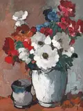 Jean Cheller, Vas cu flori, ulei pe carton