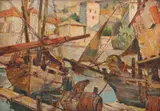 Nicolae Enea, Port la Dubrovnic, ulei pe carton