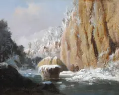Henri Trenk, Iarnă în Defileul Bistriței, 1868, ulei pe lemn